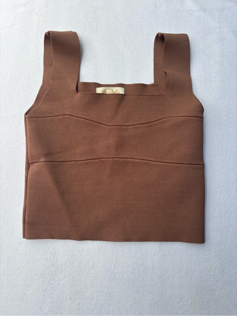 Listicle Brown Square-Neck Knit Tank